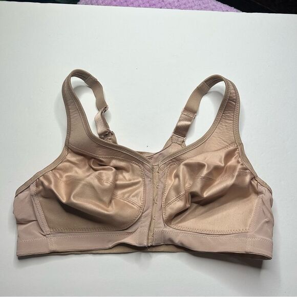 Glamorise Tan Full-Coverage unlined wire free wireless Bra 38B Adjustable Straps - Picture 7 of 7